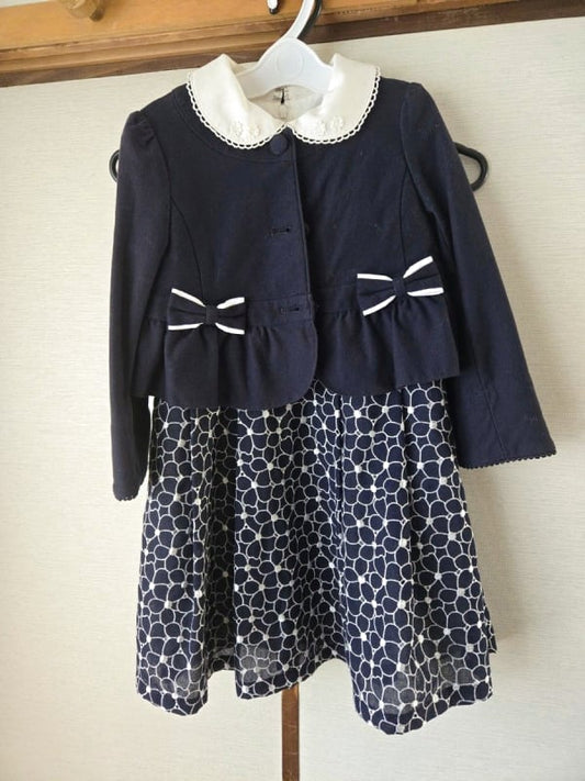 Girls Formal Dress and Bolero Set Navy 120cm