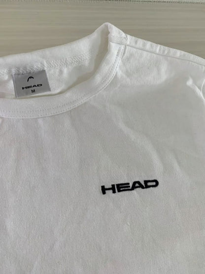 Unused HEAD White T-Shirt Men's Short Sleeve M Embroidered