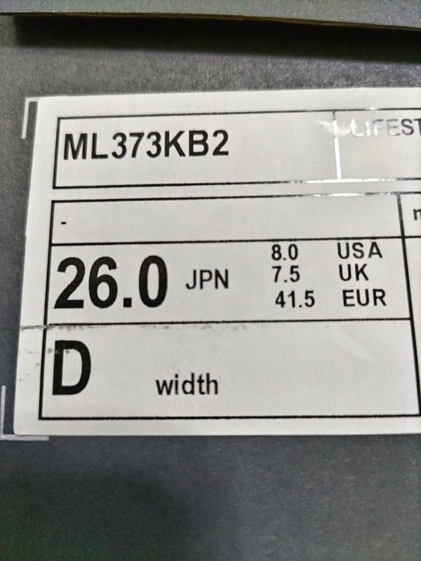 New Balance ML373 KB2 D/26.0cm Black Sneakers Unisex