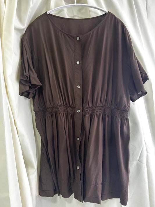 Shirring Shirt Brown