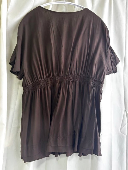 Shirring Shirt Brown