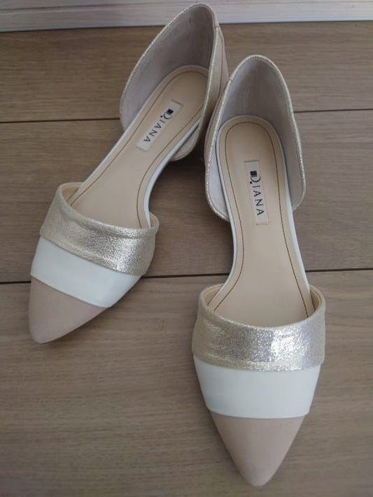 Diana Flat Shoes Pumps Gold Beige