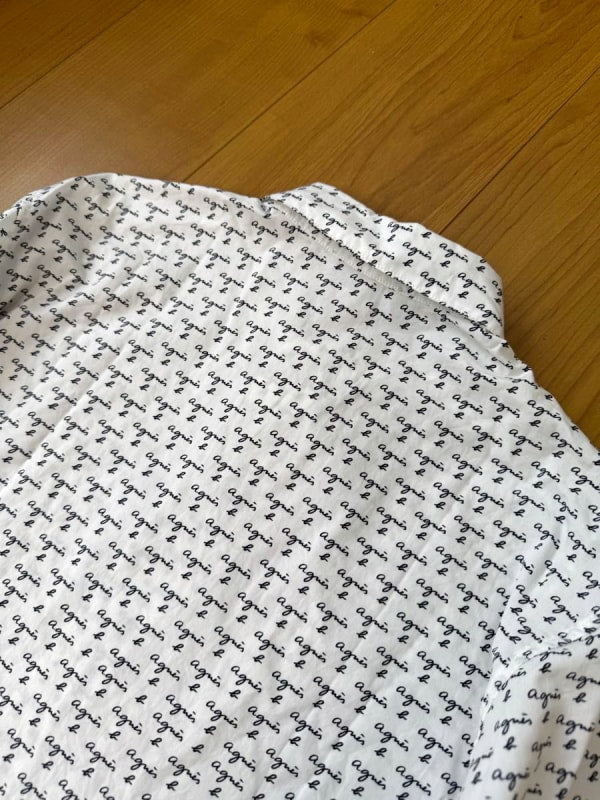 Agnes B Long Sleeve Shirt White Logo Pattern Men's