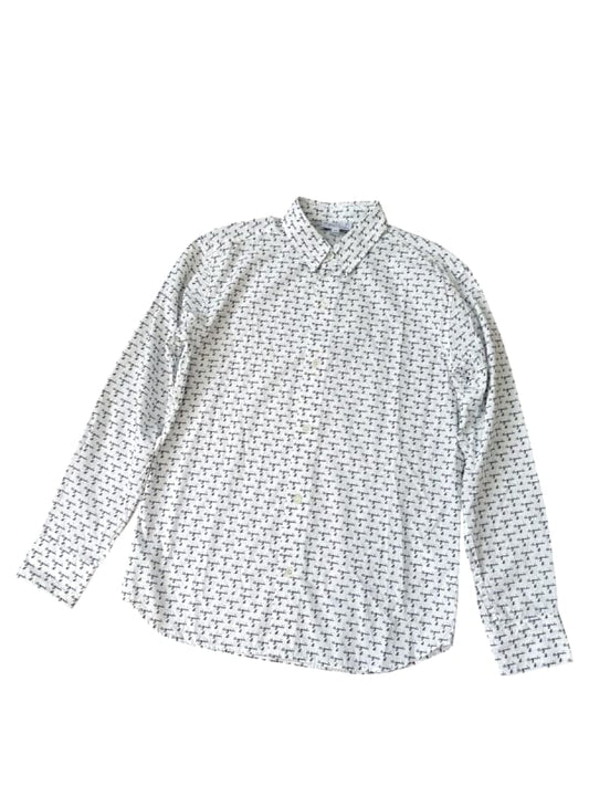 Agnes B Long Sleeve Shirt White Logo Pattern Men's