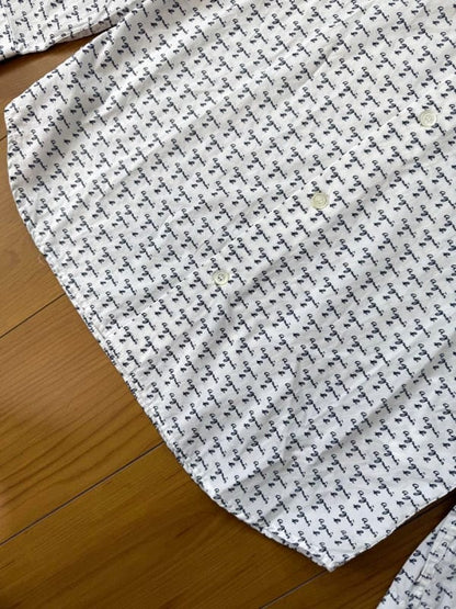 Agnes B Long Sleeve Shirt White Logo Pattern Men's