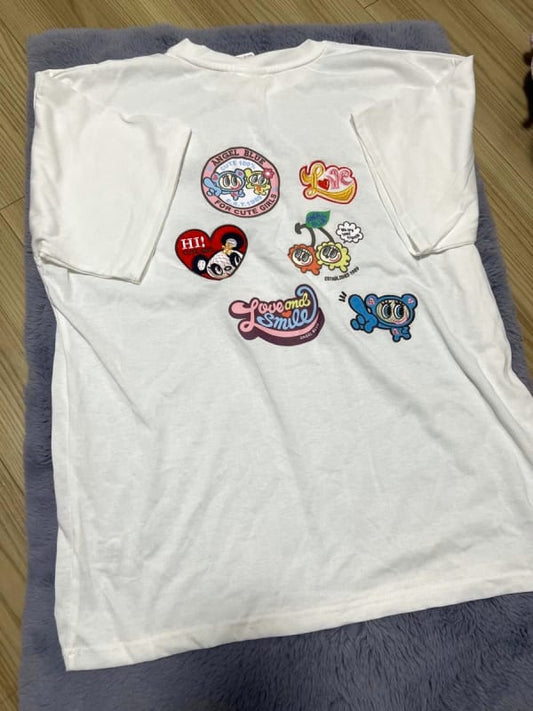 Angel Blue Character Patch T-Shirt White