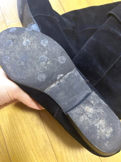 Long Suede Boots Black