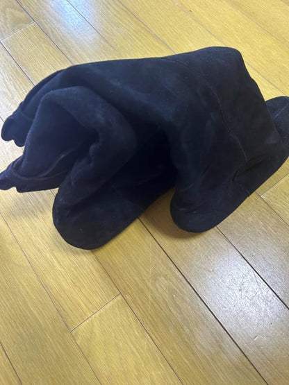 Long Suede Boots Black