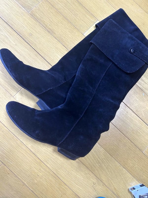 Long Suede Boots Black