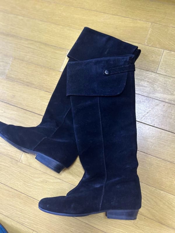 Long Suede Boots Black