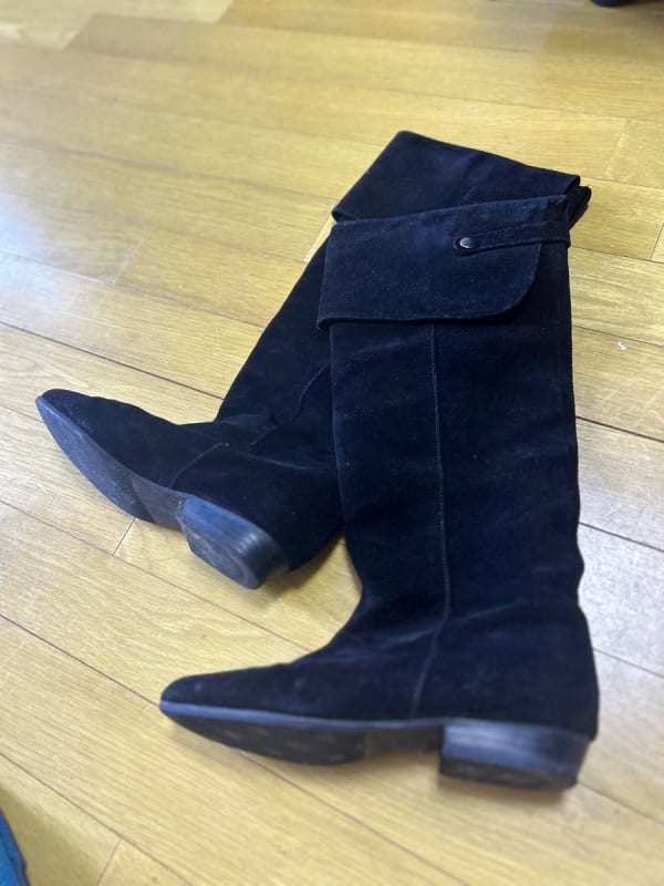 Long Suede Boots Black