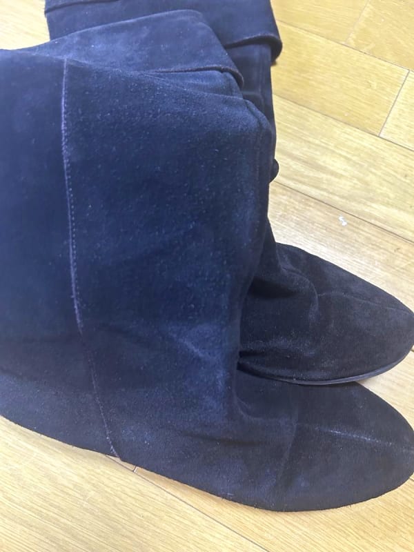 Long Suede Boots Black