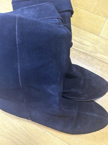 Long Suede Boots Black