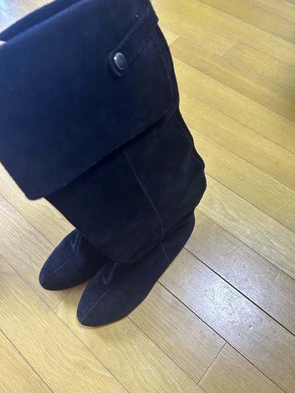 Long Suede Boots Black