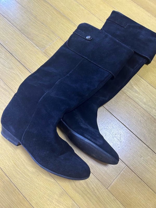 Long Suede Boots Black