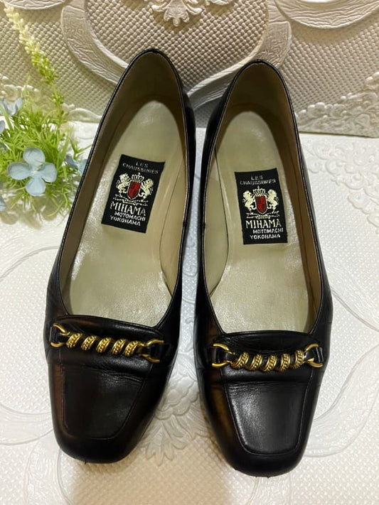 Mihama Black Square Toe Pumps 23.5cm