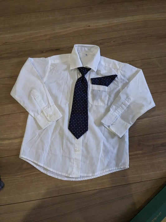 Kids White Shirt with Tie and Vest 110cm Formal