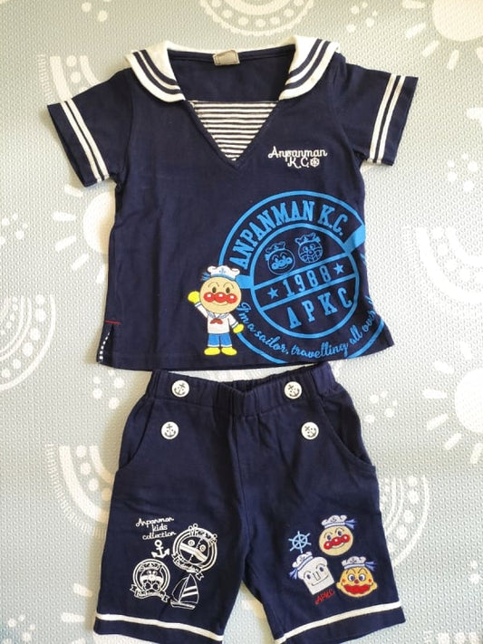 Anpanman Kids Collection Sailor Style T-Shirt and Shorts Set