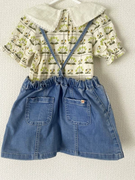 Moimoln Top And Denim Skirt Set 100cm