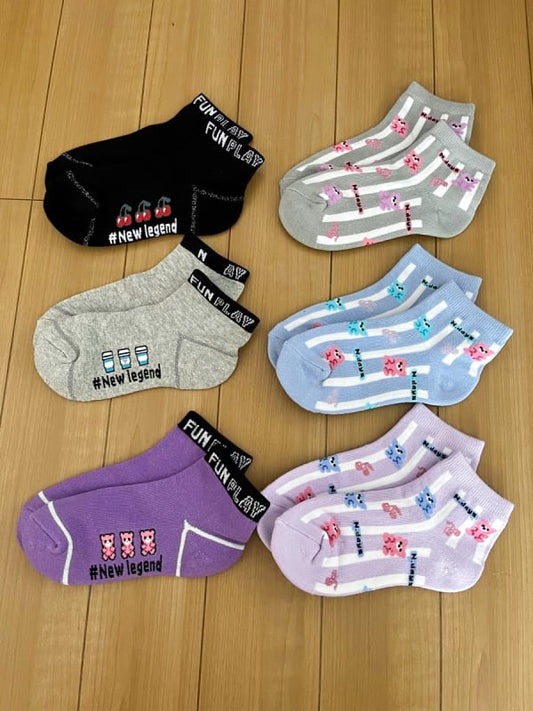 Teddy Bear Short Socks Set 19-24cm 6 Pairs