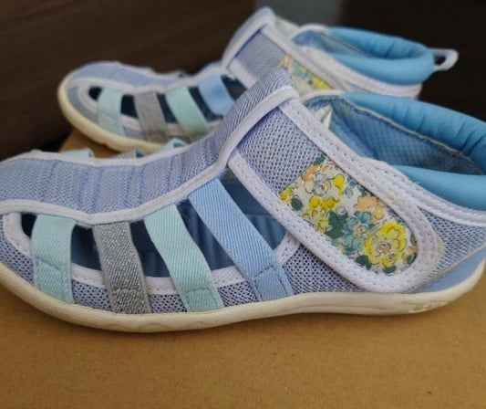 Ifme Blanched Water Shoes Sandals 18cm Light Blue Floral