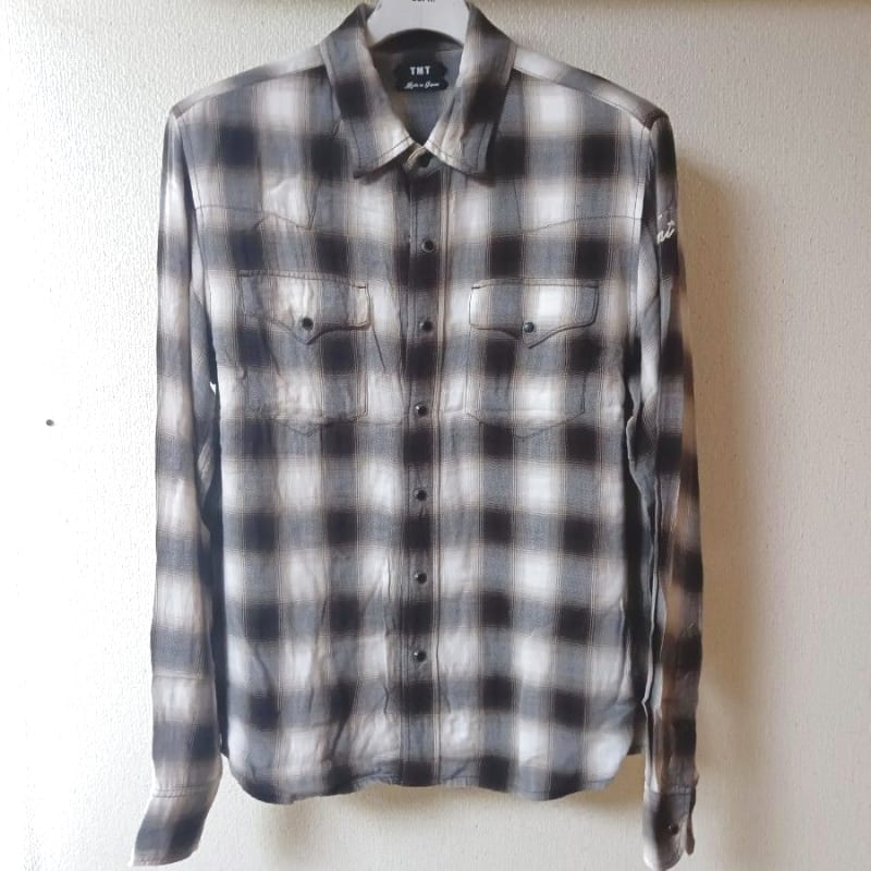 TMT Rayon Twill Ombre Check Shirts Long Sleeve