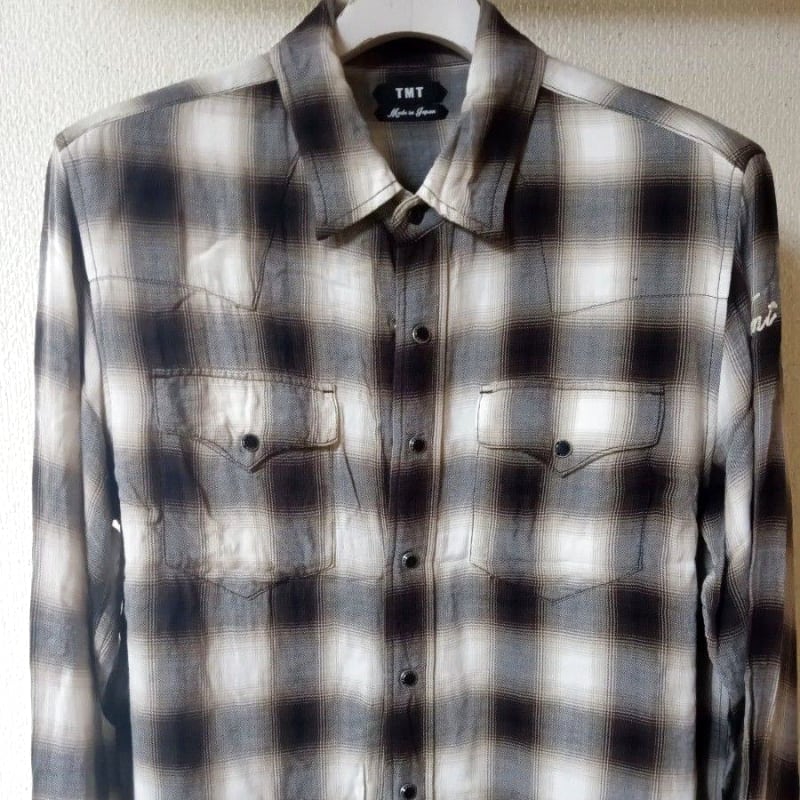 TMT Rayon Twill Ombre Check Shirts Long Sleeve