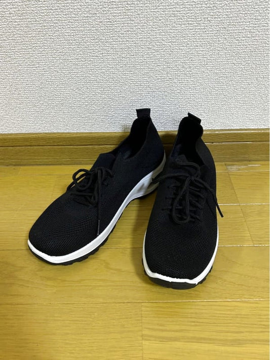 Ladies Sneakers 24cm Black Thick Sole Bunions Support