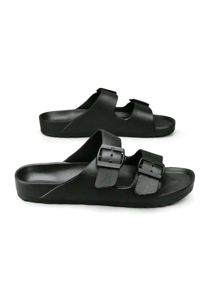 Men's Plus Size Non-Slip Breathable Flat Sandals with Buckle Detail