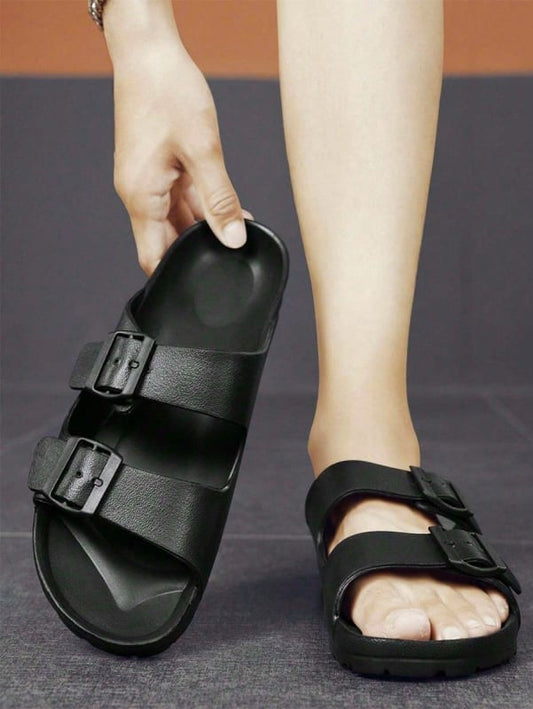 Men's Plus Size Non-Slip Breathable Flat Sandals with Buckle Detail