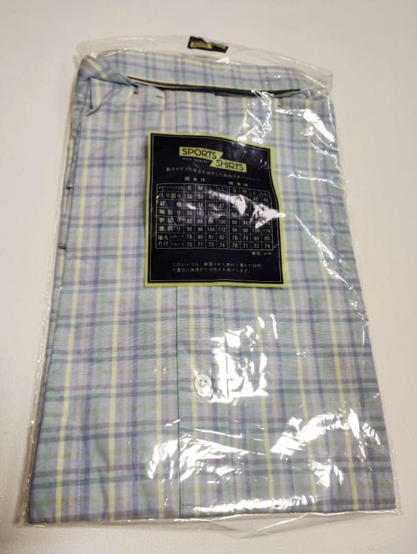 New Men's Short Sleeve Sports Shirts L Light Blue Check