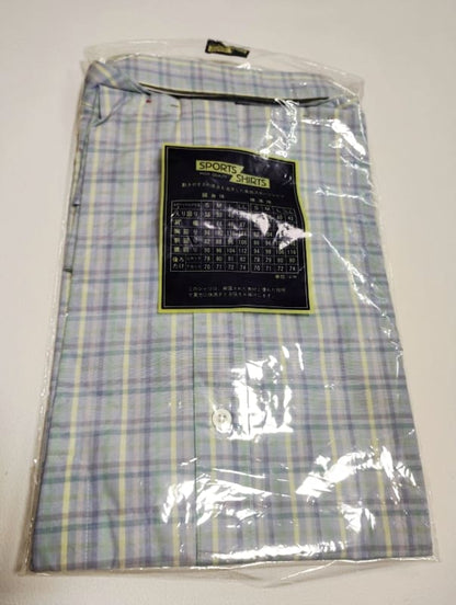 New Men's Short Sleeve Sports Shirts L Light Blue Check