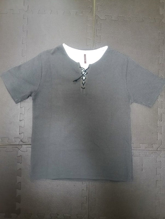 Short Sleeve Design Shirt Size M Gray