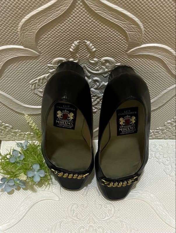 Mihama Black Square Toe Pumps 23.5cm