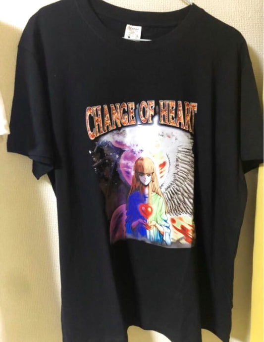 CHANGE OF HEART Anime Print T-Shirt Black