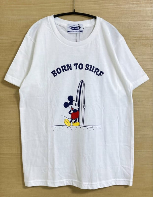New Surf Mickey T-Shirt M Size White Disney