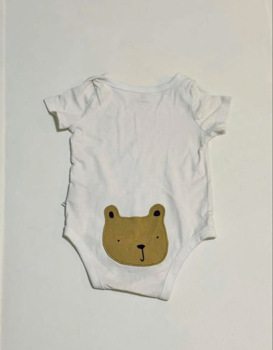 Baby Romper Short Sleeve Bear White 60cm