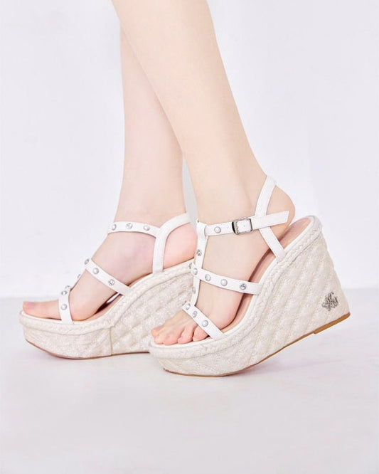 Michell Macaron Quilted Wedge Sandals 24.5cm L