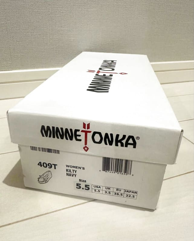 Minnetonka Moccasin Kilty Suede Navy US5.5