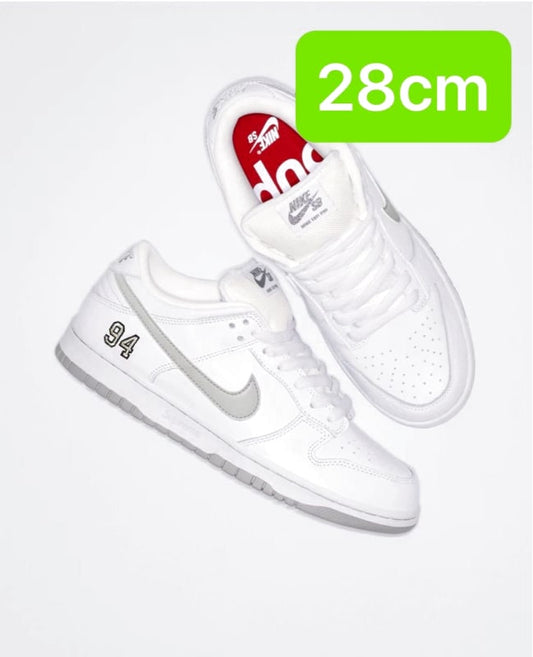 Supreme Nike SB Dunk Low White 28cm