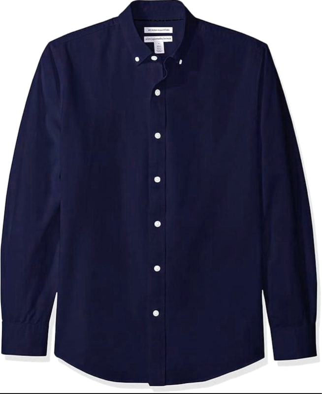 Amazon Essentials Slim Fit Long Sleeve Oxford Shirt Navy