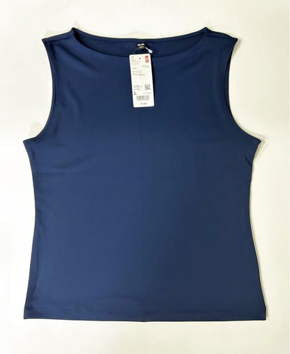 Uniqlo New Crepe Jersey Boat Neck T-Shirt Size L Blue
