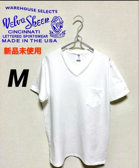 Velva Sheen V-Neck T-Shirt M White New