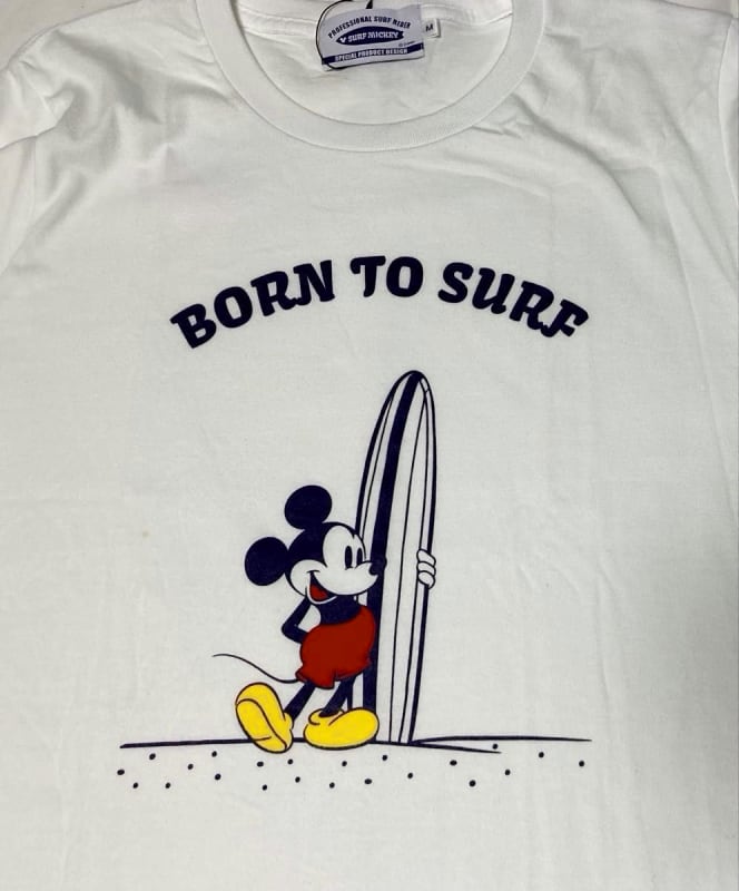 New Surf Mickey T-Shirt M Size White Disney